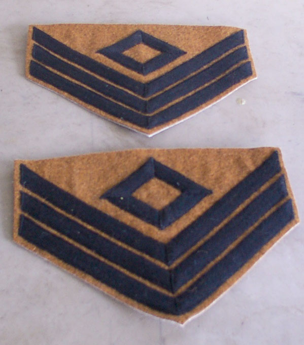 1st Sergeant Chevrons, Confederate, Black on Butternut - Click Image to Close
