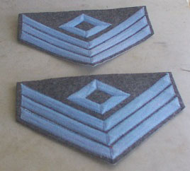 1st Sergeant Chevrons, Confederate Infantry, Blue on Gray