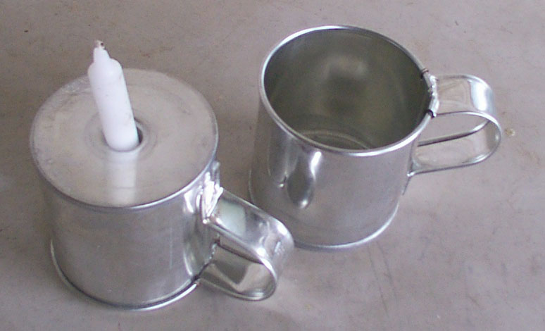 4x4 Tin Cup with Candle Holder - Click Image to Close