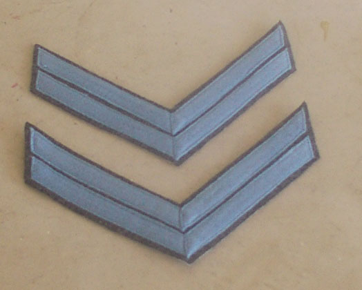 Corporal Chevrons, Confederate Infantry, Blue on Dark Gray