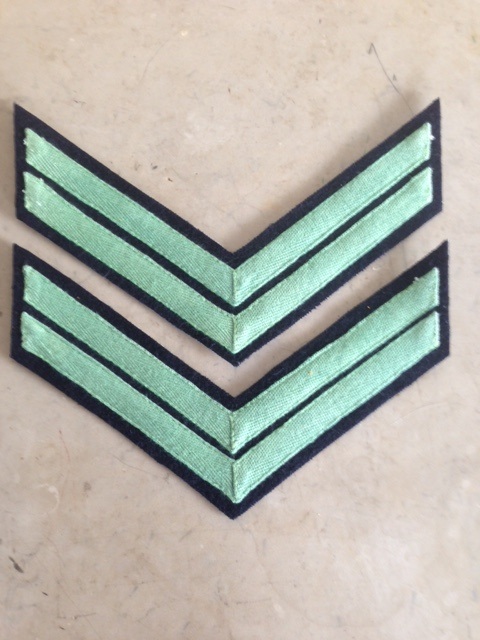 Corporal Chevrons, Union Mounted Rifles, Green on Navy Blue