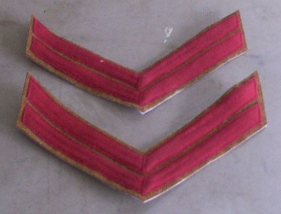 Corporal Chevrons, Confederate Artillery, Red on Butternut
