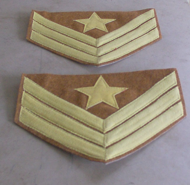 Ordnance Sgt Chevrons, Confederate Cavalry, Yellow on Butternut