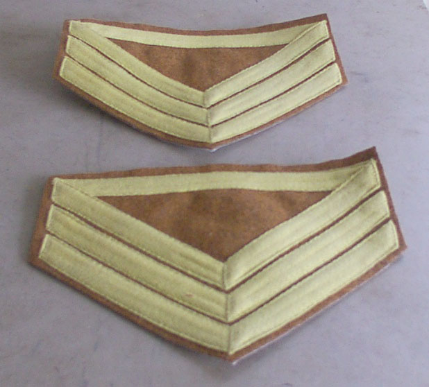 Quartermaster Chevrons, Confederate Cavalry, Yellow on Butternut - Click Image to Close