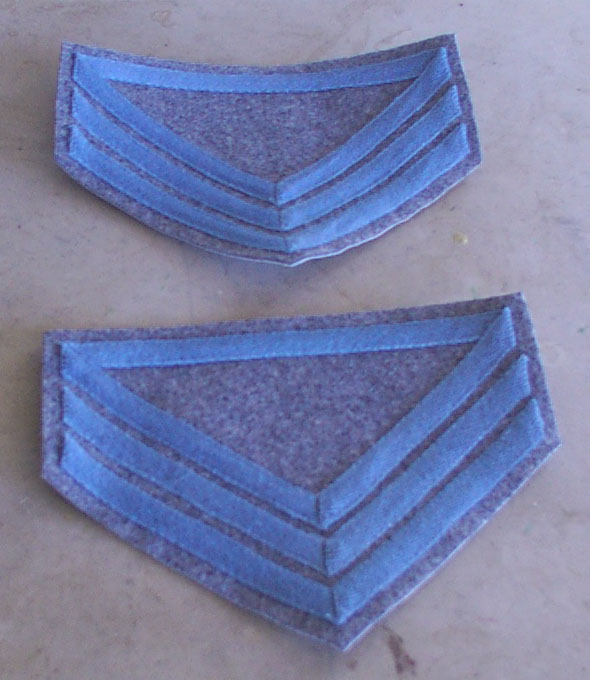 Quartermaster Chevrons, Confederate Infantry, Blue on Gray