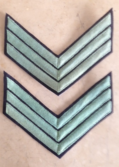 Sergeant Chevrons, Union Mounted Rifles, Green on Navy Blue