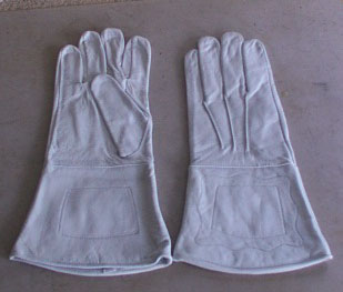 White Leather Gauntlets - Click Image to Close
