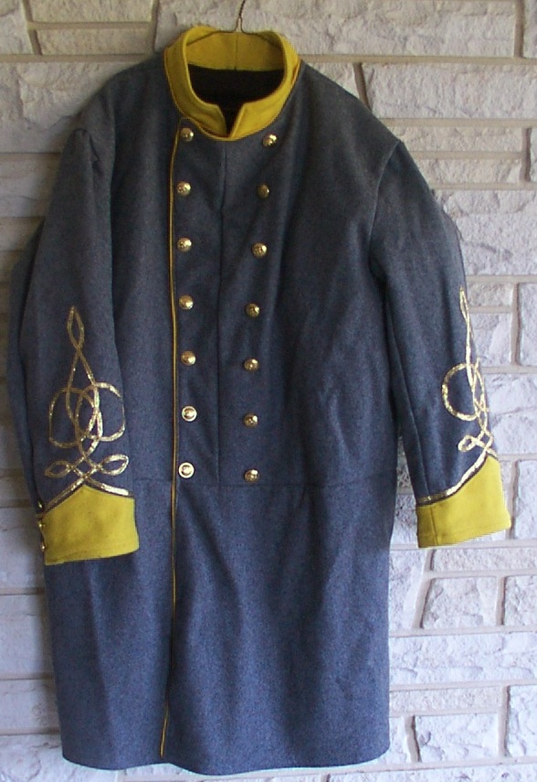 Cavalry Officer Frock Coat, Gray w/ Yellow Trim