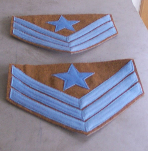 Ordnance Sgt Chevrons, Confederate Infantry, Blue on Butternut